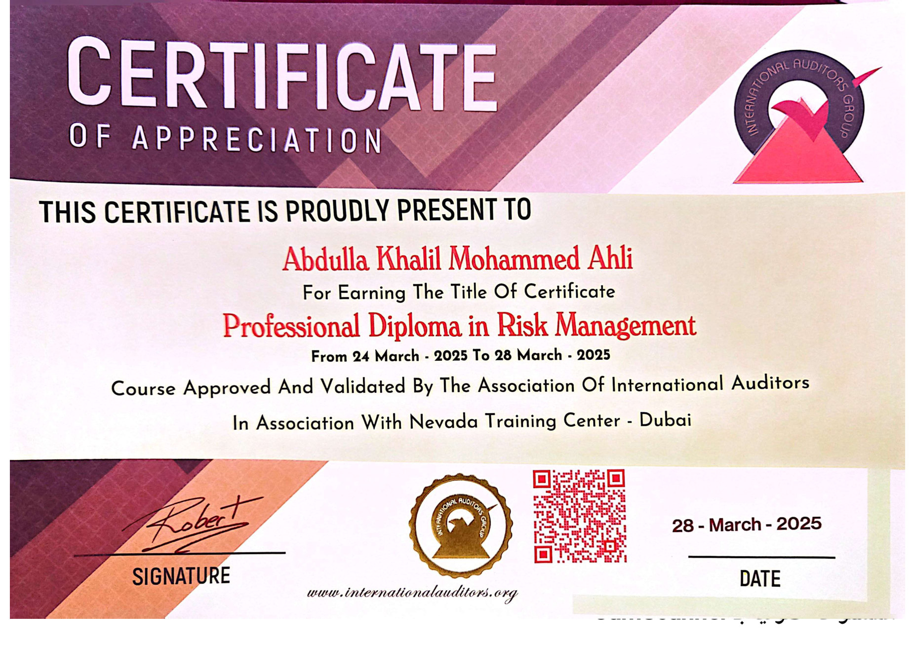 Professional Diploma in Risk Management