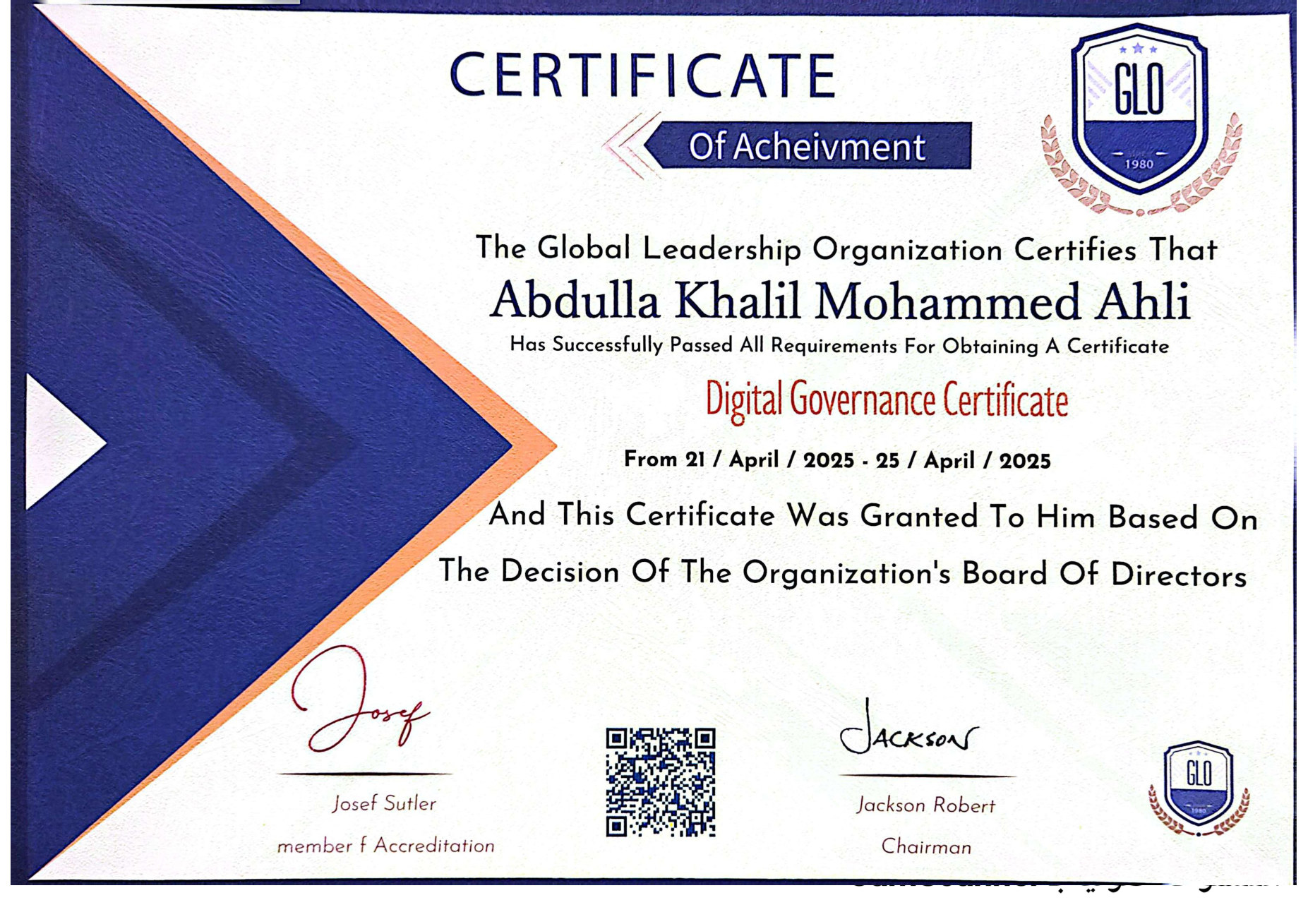 Digital Governance Certificate
