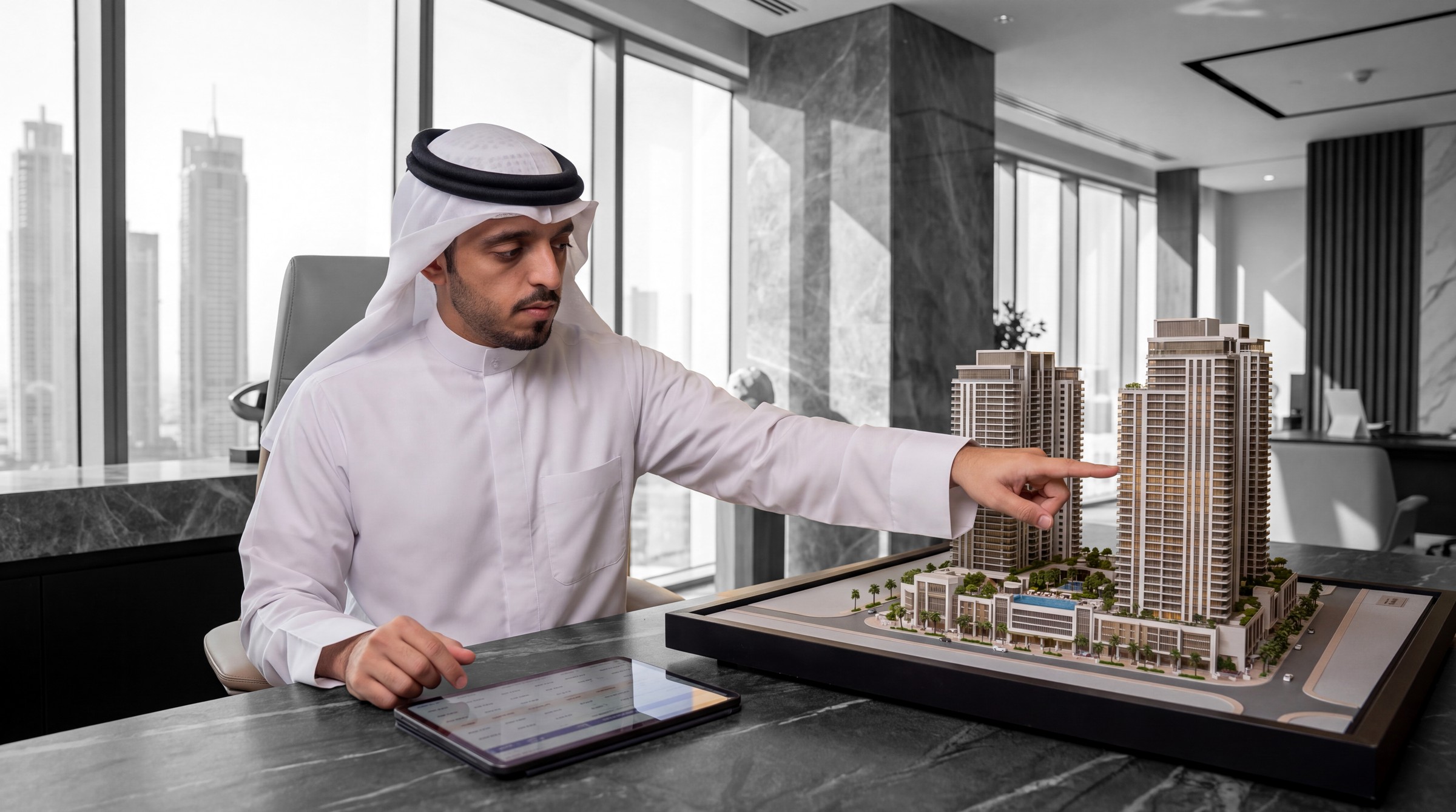 Abdulla Ahli reviewing a development
